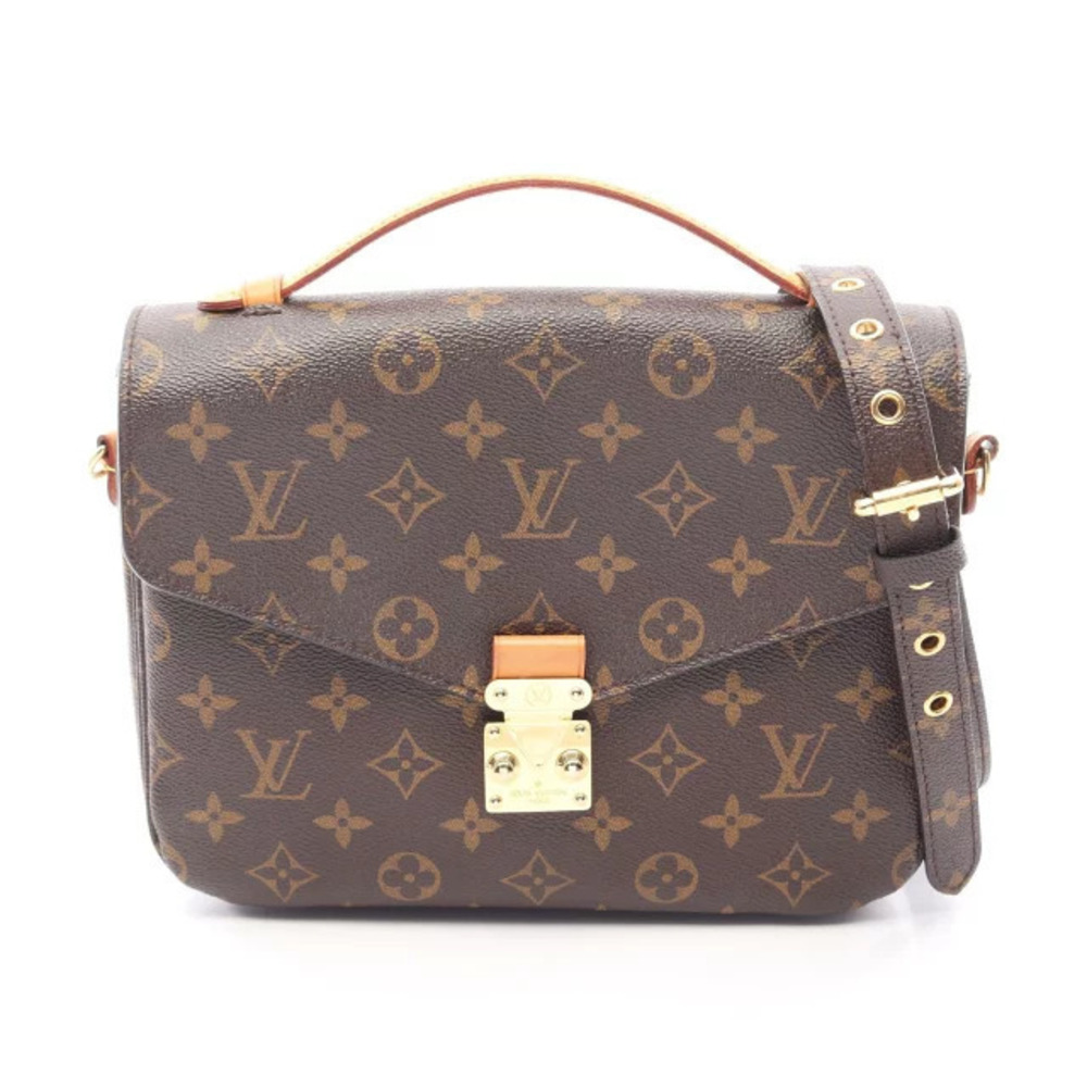 Louis Vuitton Pochette Metis Monogram Handbag Canvas Leather Brown